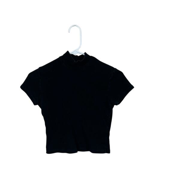Brandy Melville Mock Turtleneck Black Tee one size - Picture 1 of 9